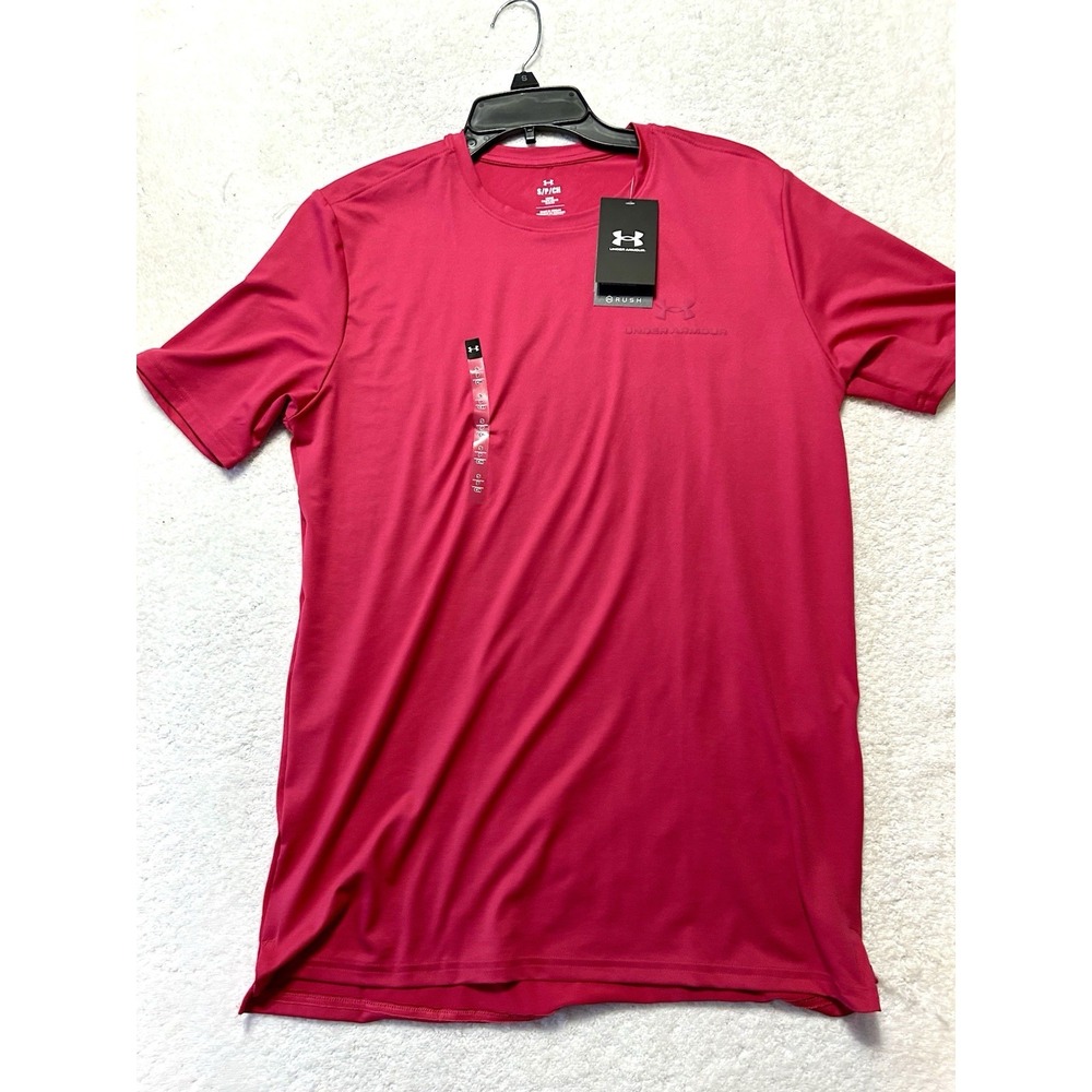 Under Armour Men's Loose Small Pink Rush Vanish Energy Short Sleeve Shirt (R1)